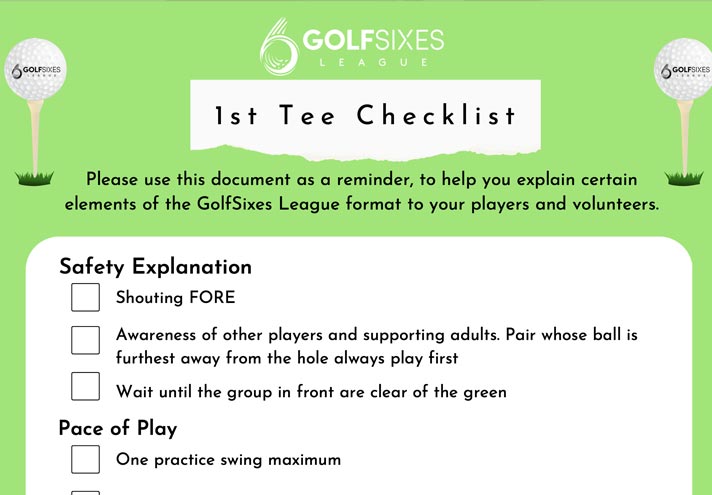 GolfSixes 1st tee checklist